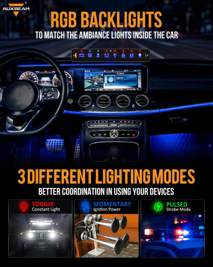 AS-R40/60/80 RGB SLIM SWITCH PANEL TOGGLE/ MOMENTARY/ PULSED MODE SUPPORTED(ONE-SIDED OUTLET) - SLBSTORE