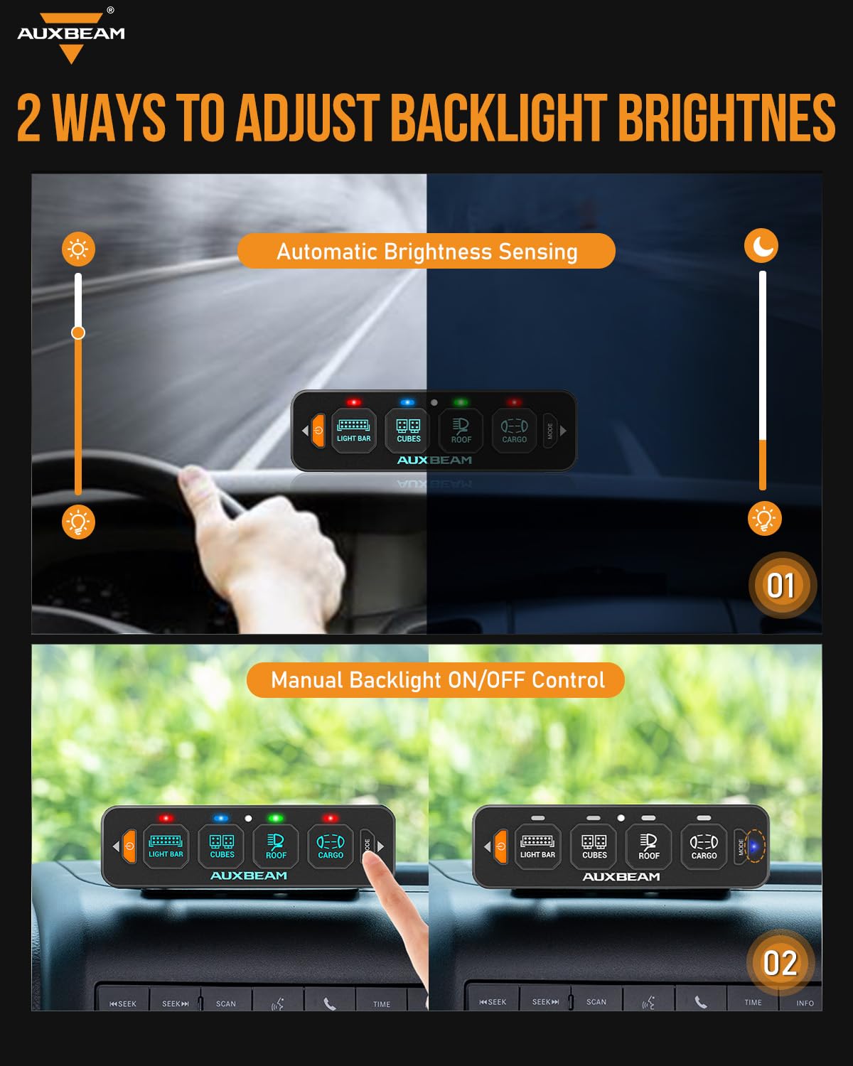 AS-R40/60/80 RGB SLIM SWITCH PANEL TOGGLE/ MOMENTARY/ PULSED MODE SUPPORTED(ONE-SIDED OUTLET) - SLBSTORE