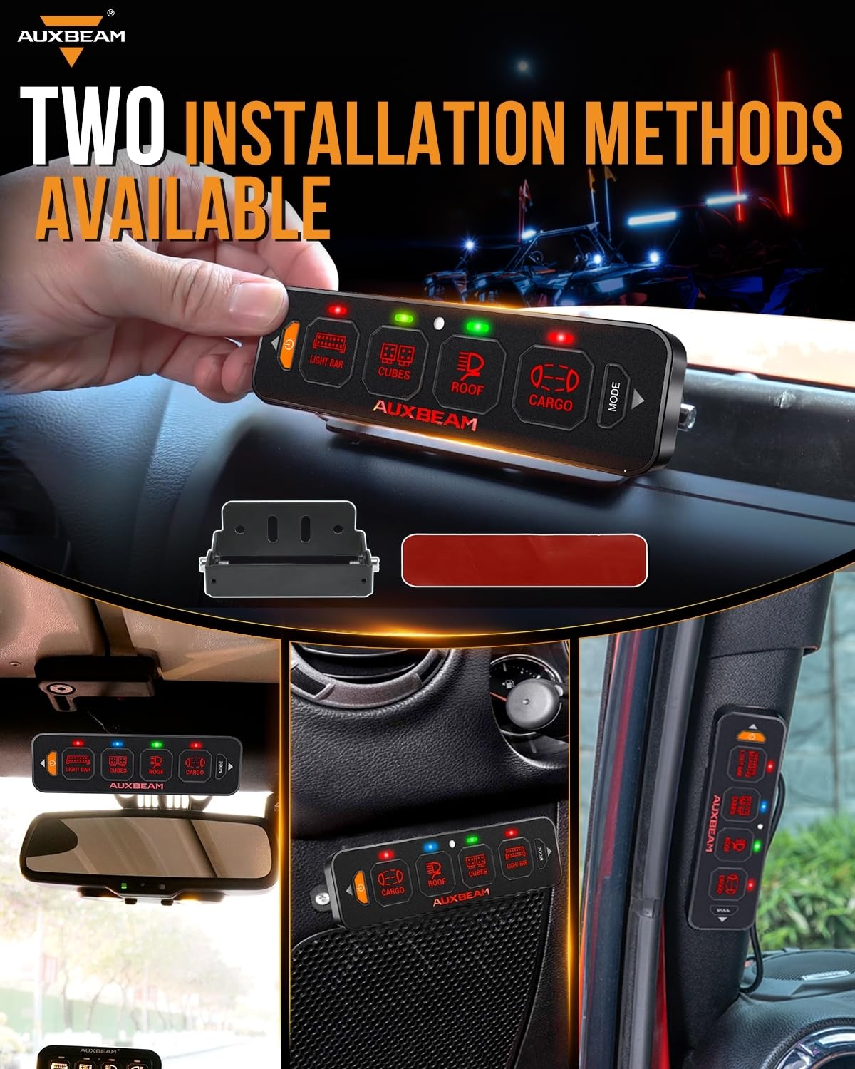AS-R40/60/80 RGB SLIM SWITCH PANEL TOGGLE/ MOMENTARY/ PULSED MODE SUPPORTED(ONE-SIDED OUTLET) - SLBSTORE