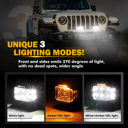 Auxbeam V-MAX Series Led Pods Lights with Amber Covers - SLBSTORE