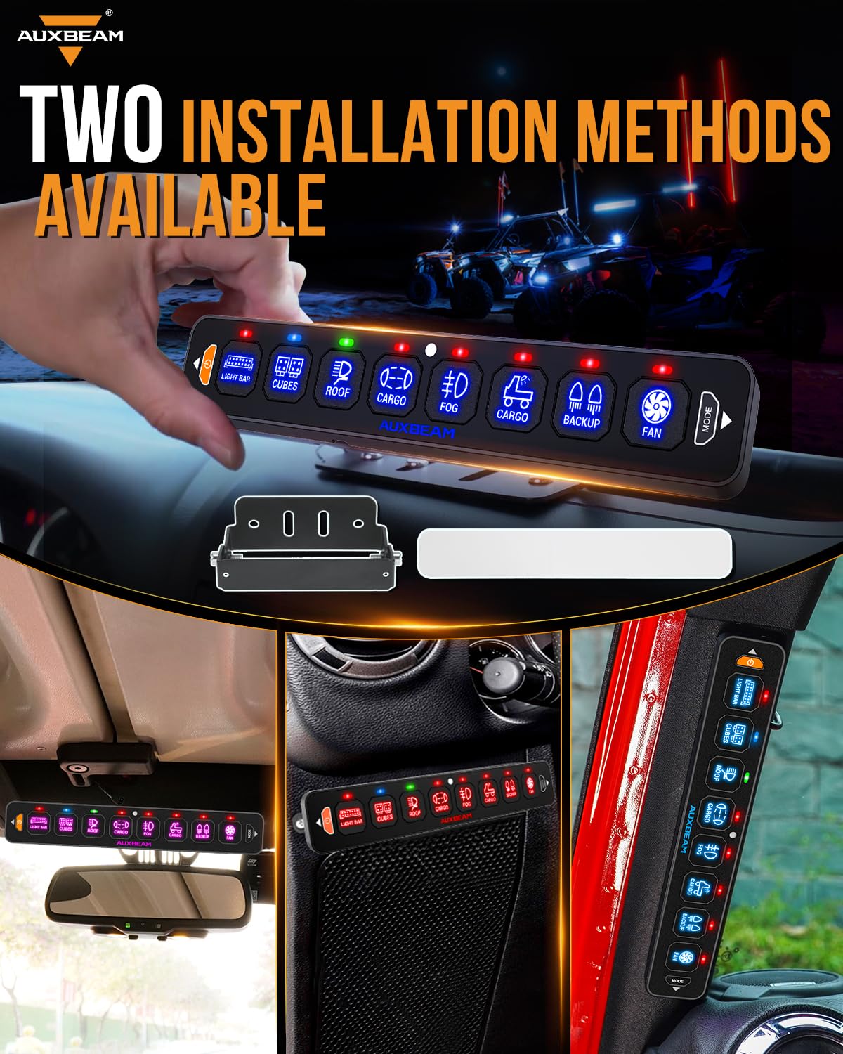 AS-R40/60/80 RGB SLIM SWITCH PANEL TOGGLE/ MOMENTARY/ PULSED MODE SUPPORTED(ONE-SIDED OUTLET) - SLBSTORE