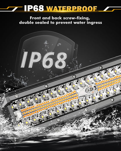 Auxbeam 6 MODES SERIES WHITE&AMBER LED LIGHT BARS 3 INCH/4INCH/7INCH/12INCH/20INCH/22 INCH/30 INCH/42 INCH/50 INCH