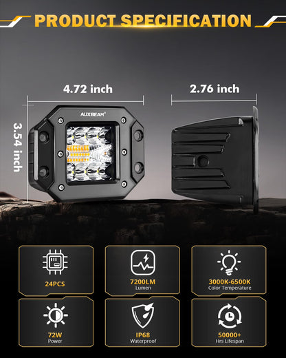 Auxbeam 6 MODES SERIES WHITE&AMBER LED LIGHT BARS 3 INCH/4INCH/7INCH/12INCH/20INCH/22 INCH/30 INCH/42 INCH/50 INCH