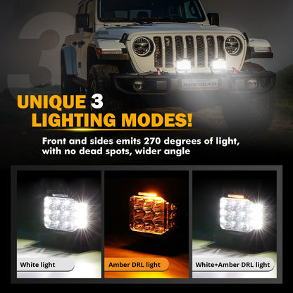 Auxbeam V-MAX Series Led Pods Lights with Amber Covers - SLBSTORE