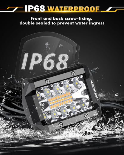 Auxbeam 6 MODES SERIES WHITE&AMBER LED LIGHT BARS 3 INCH/4INCH/7INCH/12INCH/20INCH/22 INCH/30 INCH/42 INCH/50 INCH