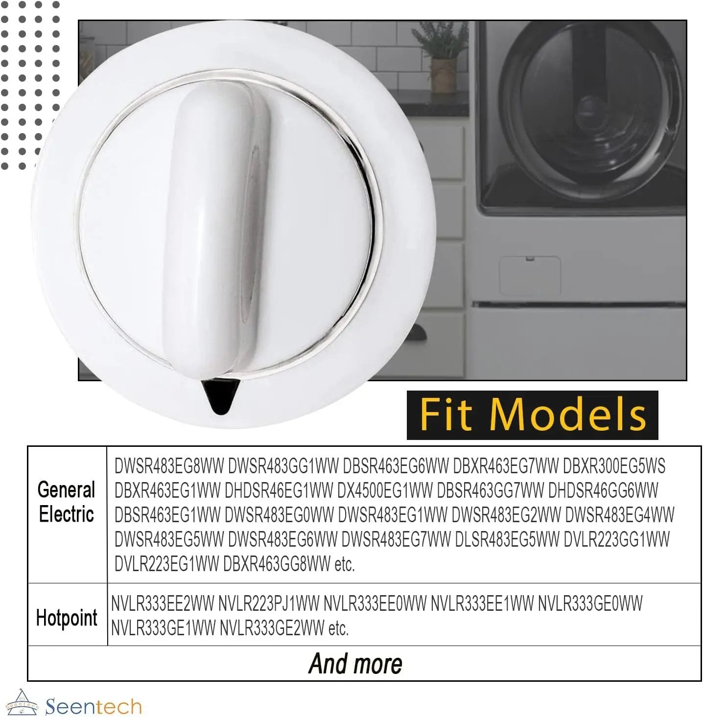 WE1M654 Timer Control Knob with Metal Ring - Compatible For GE Hotpoint Dryer - SLBSTORE