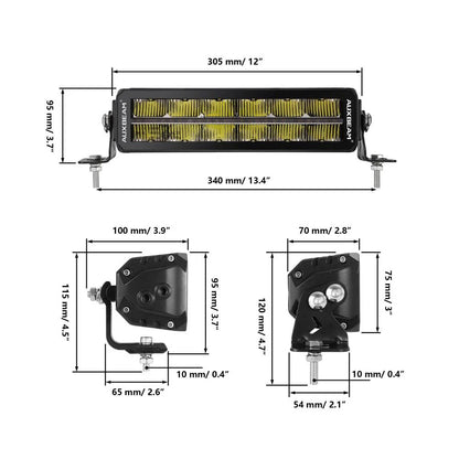 AUXBEAM SP-DRL SERIES 12 INCH 70W 8160LM DUAL ROW OFF ROAD LED LIGHT BAR WITH AMBER&WHITE DRL - SLBSTORE