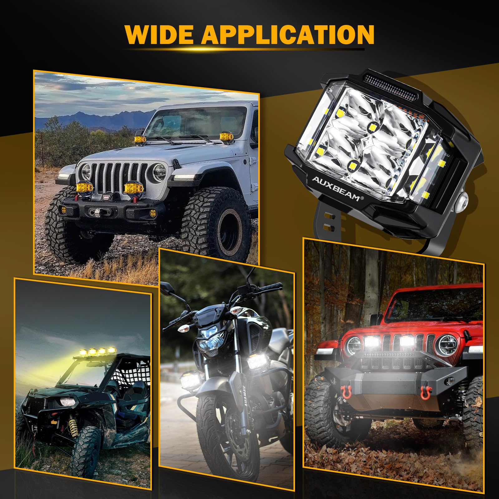 Auxbeam V-MAX Series Led Pods Lights with Amber Covers - SLBSTORE