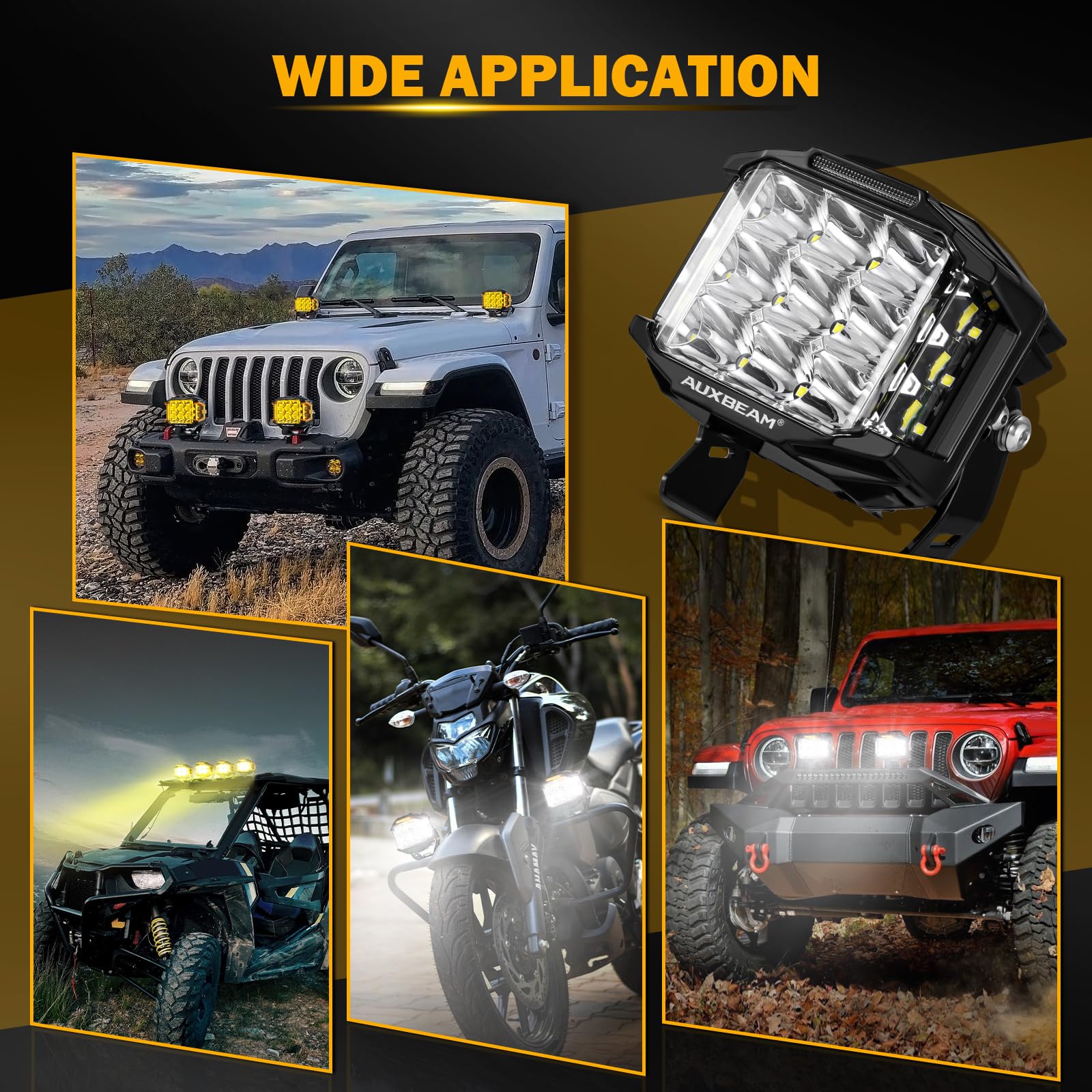 Auxbeam V-MAX Series Led Pods Lights with Amber Covers - SLBSTORE