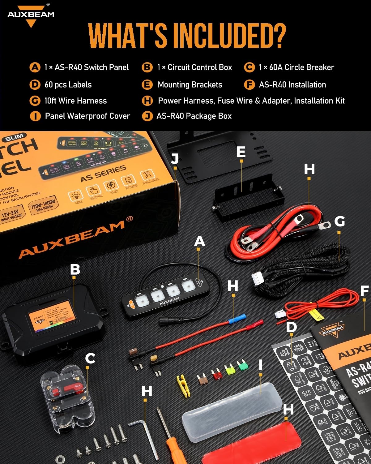 AS-R40/60/80 RGB SLIM SWITCH PANEL TOGGLE/ MOMENTARY/ PULSED MODE SUPPORTED(ONE-SIDED OUTLET) - SLBSTORE