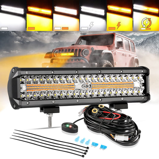 Auxbeam 6 MODES SERIES WHITE&AMBER LED LIGHT BARS 3 INCH/4INCH/7INCH/12INCH/20INCH/22 INCH/30 INCH/42 INCH/50 INCH
