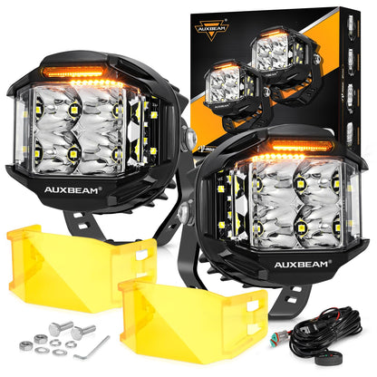 Auxbeam V-MAX Series Led Pods Lights with Amber Covers - SLBSTORE