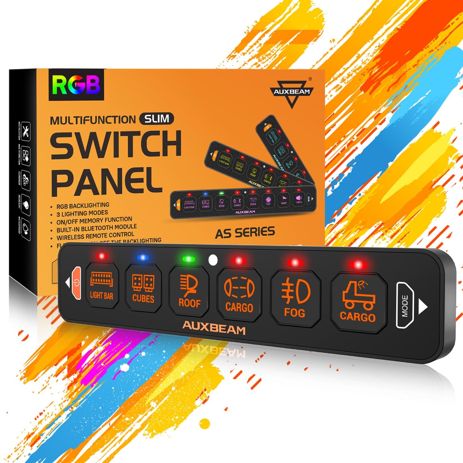 AS-R40/60/80 RGB SLIM SWITCH PANEL TOGGLE/ MOMENTARY/ PULSED MODE SUPPORTED(ONE-SIDED OUTLET) - SLBSTORE