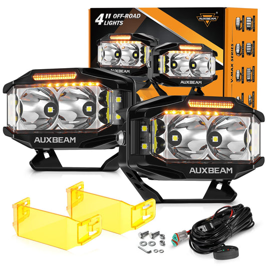 Auxbeam V-MAX Series Led Pods Lights with Amber Covers - SLBSTORE