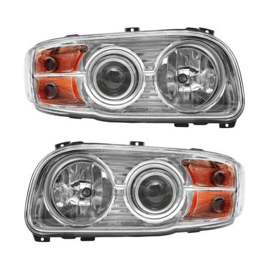 Chrome Headlights Assembly Compatible With 2008 - 2018 Peterbilt 388 389 Pair - SLBSTORE