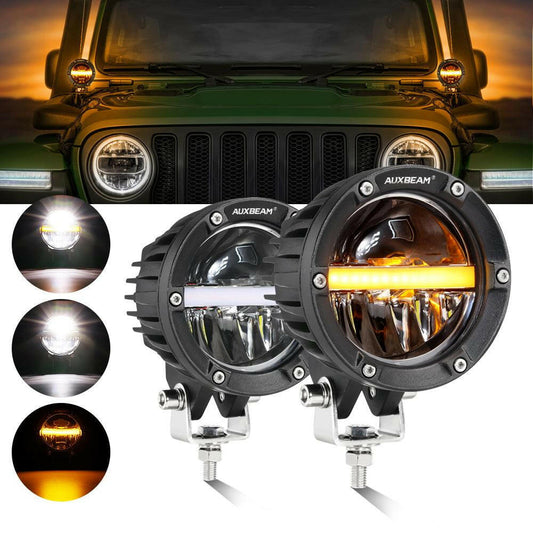 C4 SERIES | 4 INCH 110W 11000LM LED PODS OFFROAD LED DRIVING LIGHTS WITH AMBER DRL - SLBSTORE