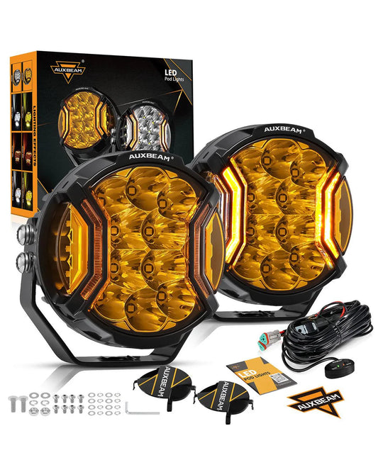 Auxbeam V-ULTRA Series 5 Inch 172W LED Side Shooter Amber Pod Lights Amber DRL - SLBSTORE