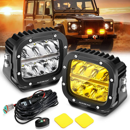 Auxbeam X-PRO SERIES 3" 40W LED Pods Cube 4800LM White And Yellow Fog Lights - SLBSTORE