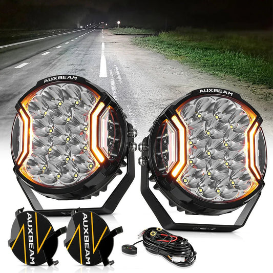 V - ULTRA SERIES | 7 INCH 226W LED SIDE SHOOTER WHITE POD LIGHTS WITH AMBER DRL - SLBSTORE