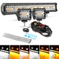 Auxbeam 6 MODES SERIES WHITE&AMBER LED LIGHT BARS 3 INCH/4INCH/7INCH/12INCH/20INCH/22 INCH/30 INCH/42 INCH/50 INCH