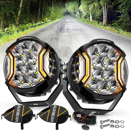 Auxbeam V-ULTRA 5" LED Pod Lights 172W Side Shooter White Amber DRL Driving - SLBSTORE