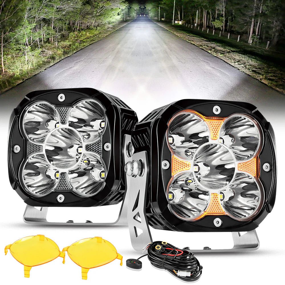 XP - ULTRA SERIES 4.5 INCH LED POD LIGHTS SPOT OFF ROAD LIGHTS WITH AMBER DRL - SLBSTORE