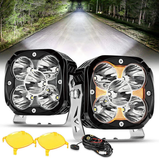XP - ULTRA SERIES 4.5 INCH LED POD LIGHTS SPOT OFF ROAD LIGHTS WITH AMBER DRL - SLBSTORE