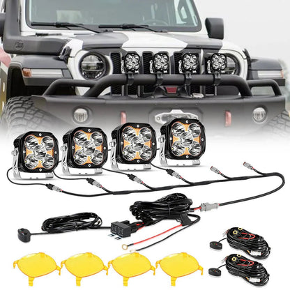 XP - ULTRA SERIES 4.5 INCH LED POD LIGHTS SPOT OFF ROAD LIGHTS WITH AMBER DRL - SLBSTORE