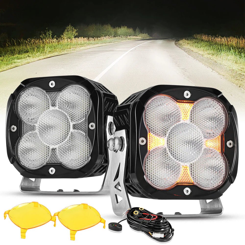 XP - ULTRA SERIES 4.5 INCH LED POD LIGHTS SPOT OFF ROAD LIGHTS WITH AMBER DRL - SLBSTORE
