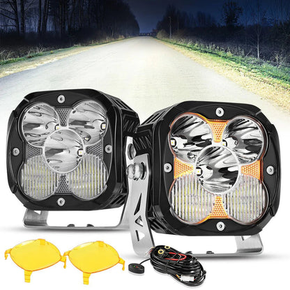XP - ULTRA SERIES 4.5 INCH LED POD LIGHTS SPOT OFF ROAD LIGHTS WITH AMBER DRL - SLBSTORE