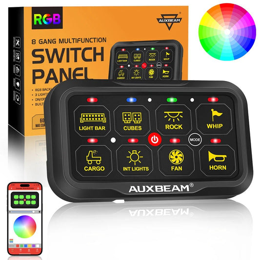 AR SERIES 8 GANG (AR - 820) RGB SWITCH PANEL WITH APP, TOGGLE/ MOMENTARY/ PULSED MODE SUPPORTED (TWO - SIDED OUTLET) - SLBSTORE