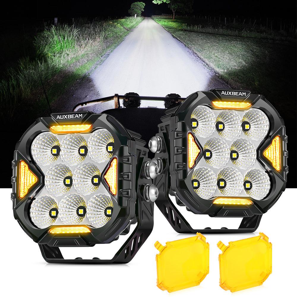 CUBE - Z SERIES 4 INCH FLOOD LED POD LIGHTS OFF ROAD LIGHTS WITH WHITE DRL & AMBER TURN SIGNAL LIGHTS - SLBSTORE