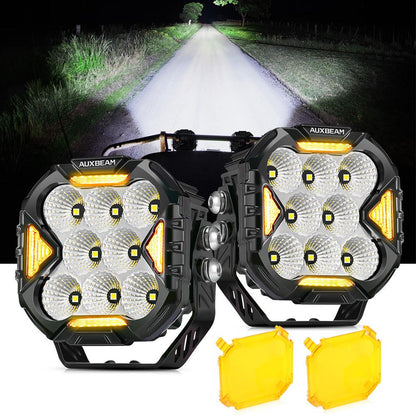 CUBE - Z SERIES 4 INCH FLOOD LED POD LIGHTS OFF ROAD LIGHTS WITH WHITE DRL & AMBER TURN SIGNAL LIGHTS - SLBSTORE