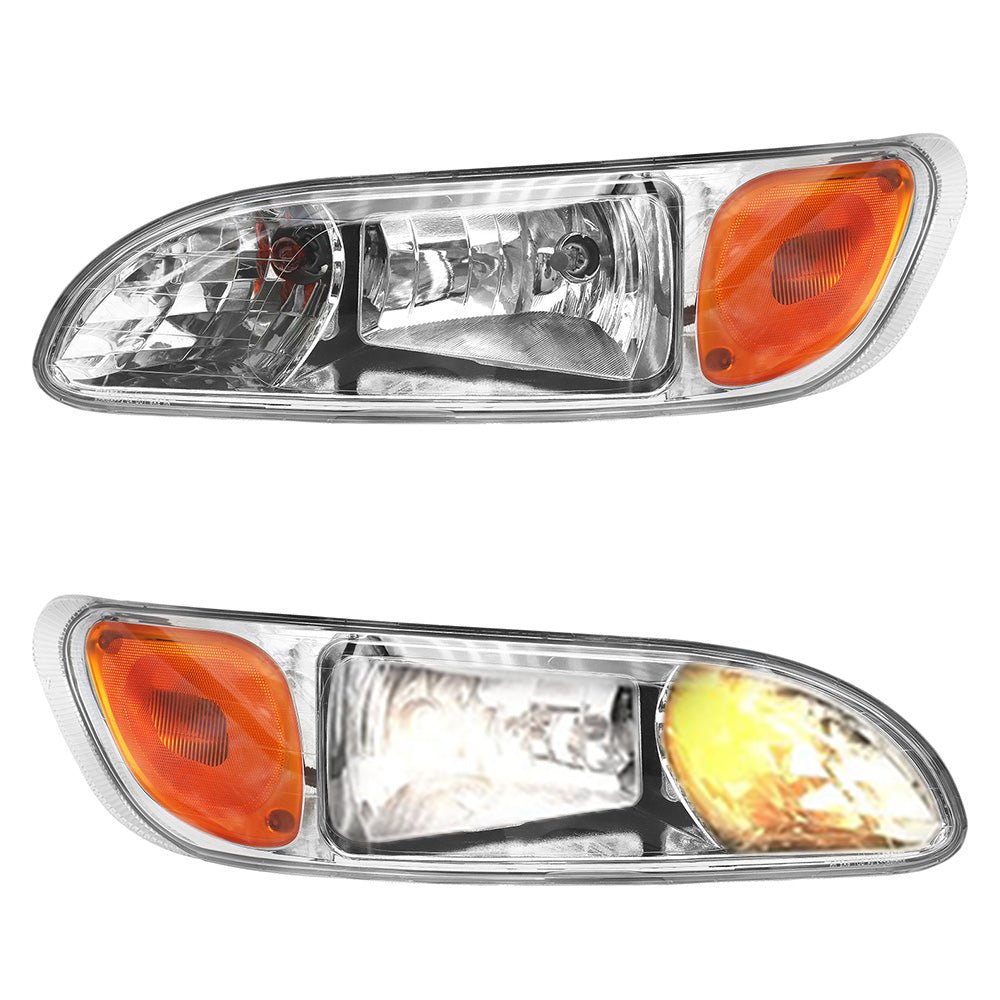 Chrome Headlight Assembly Fit For 2005 - 2015 Peterbilt 325 330 335 337 340 348 Pair - SLBSTORE