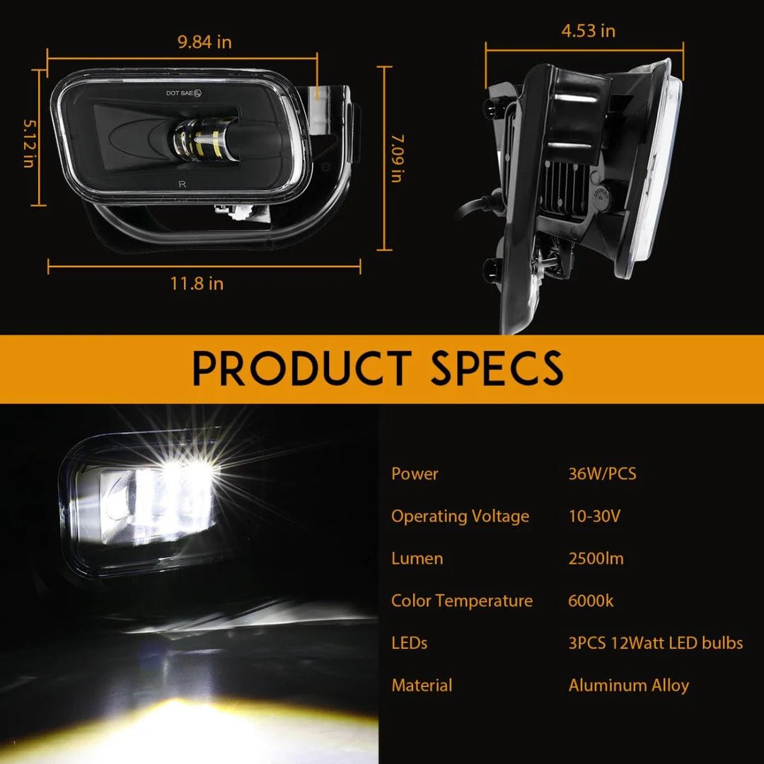 AUXBEAM FOG LIGHTS 36W FOR DODGE RAM 1500 2009 - 2012 & RAM 2500/3500 2010 - 2018 (BLACK) - SLBSTORE
