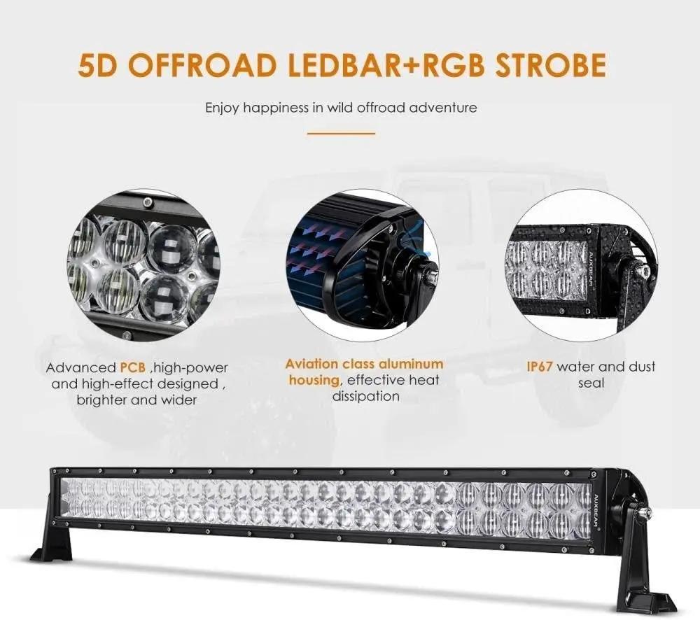 Auxbeam 22 Inch V - Series Curved RGBW Color Changing Off Road Led Light Bar - SLBSTORE
