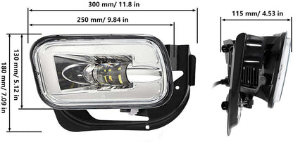 LED Fog Lights Dodge Ram 1500 2009 - 2012, Ram 2500/3500 2010 - 2018 Auxbeam Chrome - SLBSTORE