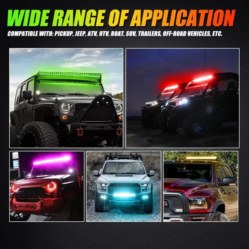 Auxbeam 42 Inch V - PRO Series Straight RGBW Color Changing Off Road Led Light Bar - SLBSTORE