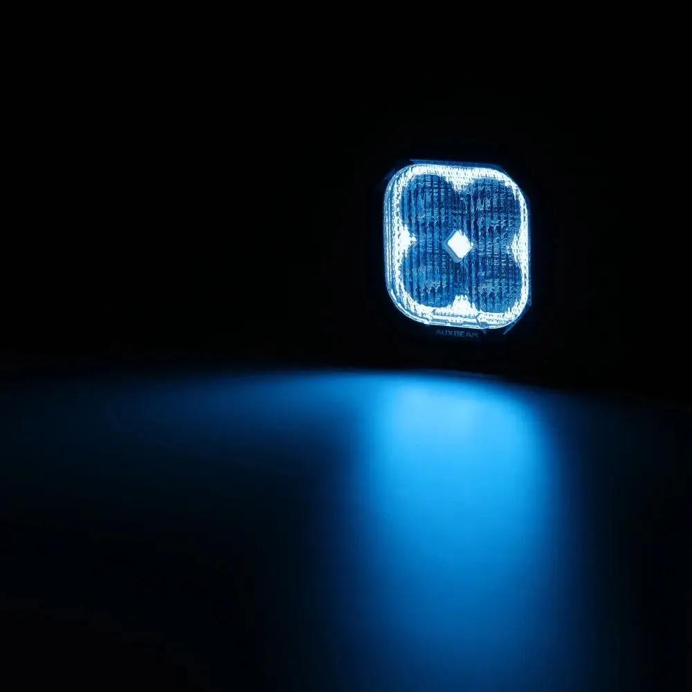 AUXBEAM 3" 116W RGB LED Pod Lights FLOOD Beam 8 Color Lights Color Play 12960 LM - SLBSTORE