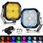 AUXBEAM 3" 116W RGB LED Pod Lights FLOOD Beam 8 Color Lights Color Play 12960 LM - SLBSTORE