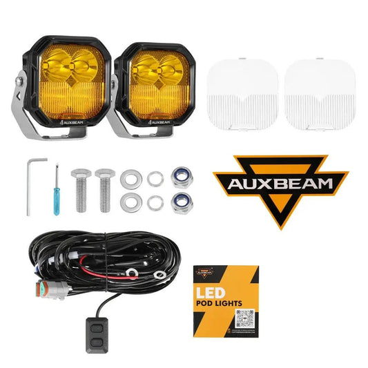 AUXBEAM 3" 116W RGB LED Pod Lights COMBO Beam 8 Color Lights Color Play 12960LM - SLBSTORE