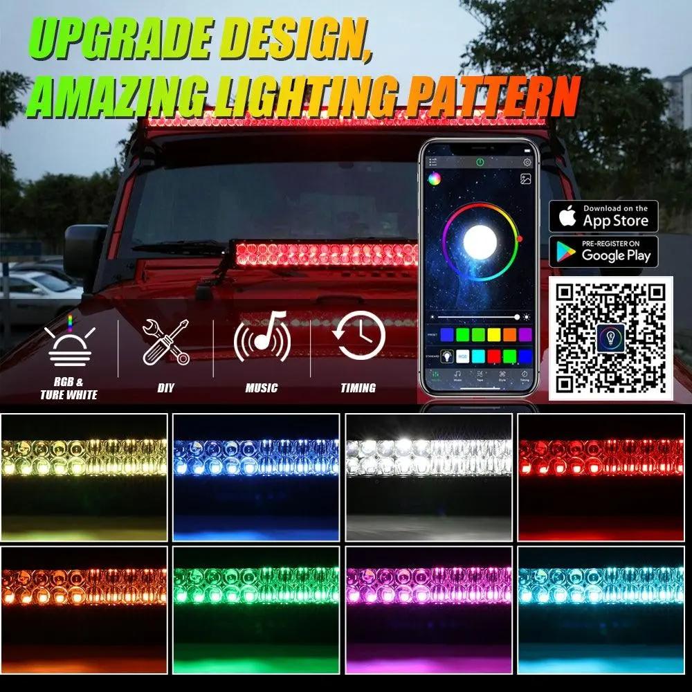 Auxbeam 42 Inch V - PRO Series Straight RGBW Color Changing Off Road Led Light Bar - SLBSTORE