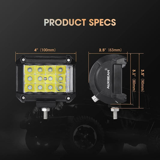 Auxbeam 4" Side Shooter LED Pods 19W Off Road Light Pod Combo Beam - SLBSTORE