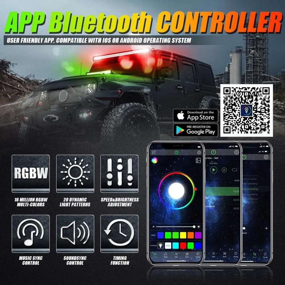 Auxbeam 42 Inch V - PRO Series Straight RGBW Color Changing Off Road Led Light Bar - SLBSTORE