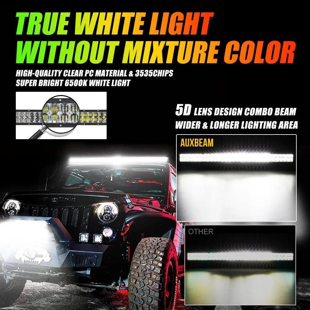 Auxbeam 42 Inch V - PRO Series Straight RGBW Color Changing Off Road Led Light Bar - SLBSTORE