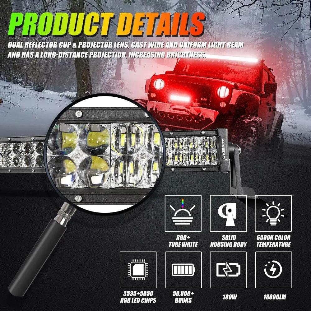 Auxbeam 42 Inch V - PRO Series Straight RGBW Color Changing Off Road Led Light Bar - SLBSTORE