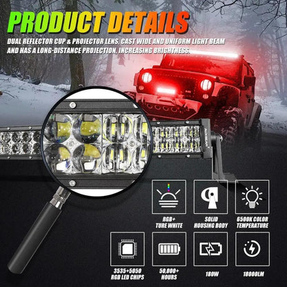 Auxbeam 42 Inch V - PRO Series Straight RGBW Color Changing Off Road Led Light Bar - SLBSTORE