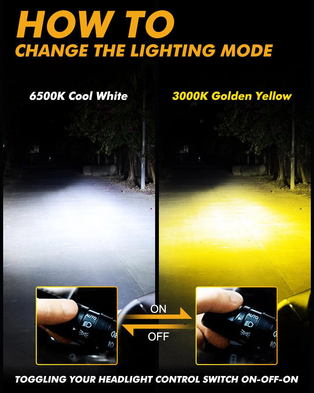 H1 HIGH POWER & BRIGHTNESS GX BI-COLOR SERIES 25000LM 110W LED HEADLIGHT BULBS - SLBSTORE