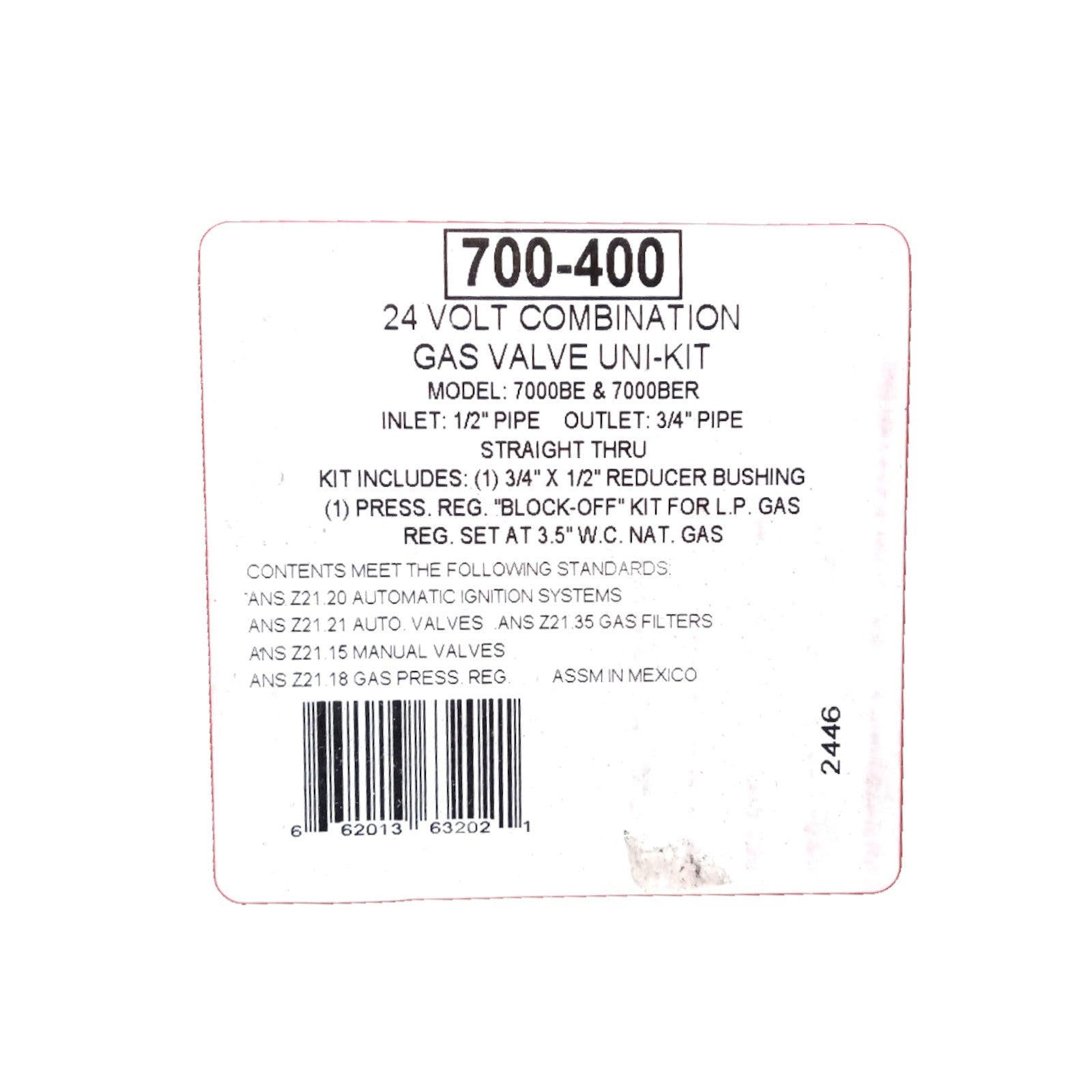 Robertshaw 700-400 24 Volt Gas Valve for HVAC Heating Controls Straight Through - SLBSTORE