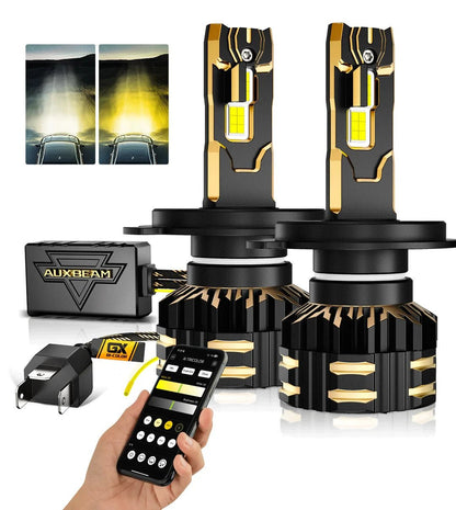 AUXBEAM GX BI - COLOR SMART Serie 25000LM 110W LED Headlight Bulbs App Control NEW - SLBSTORE